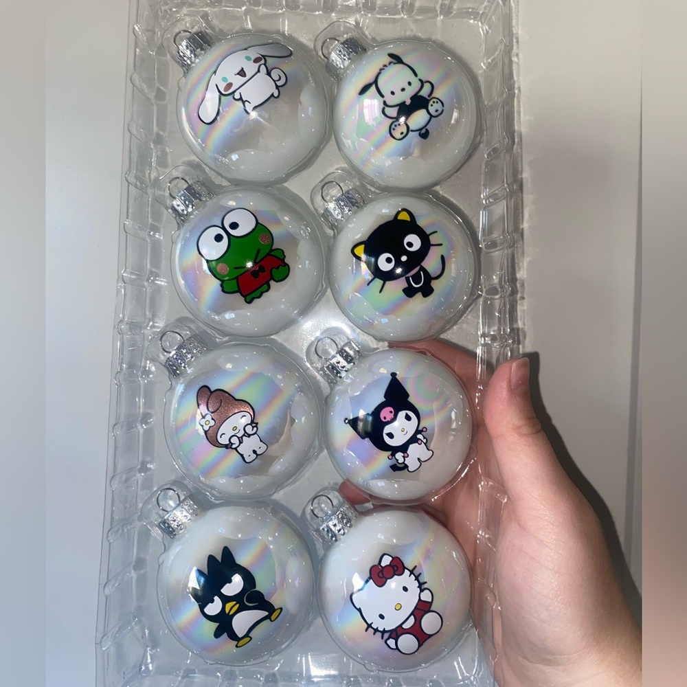 Sanrio Christmas Ornaments Iridescent Pearl Color HK, Pochocco, Chococat, Kuromi